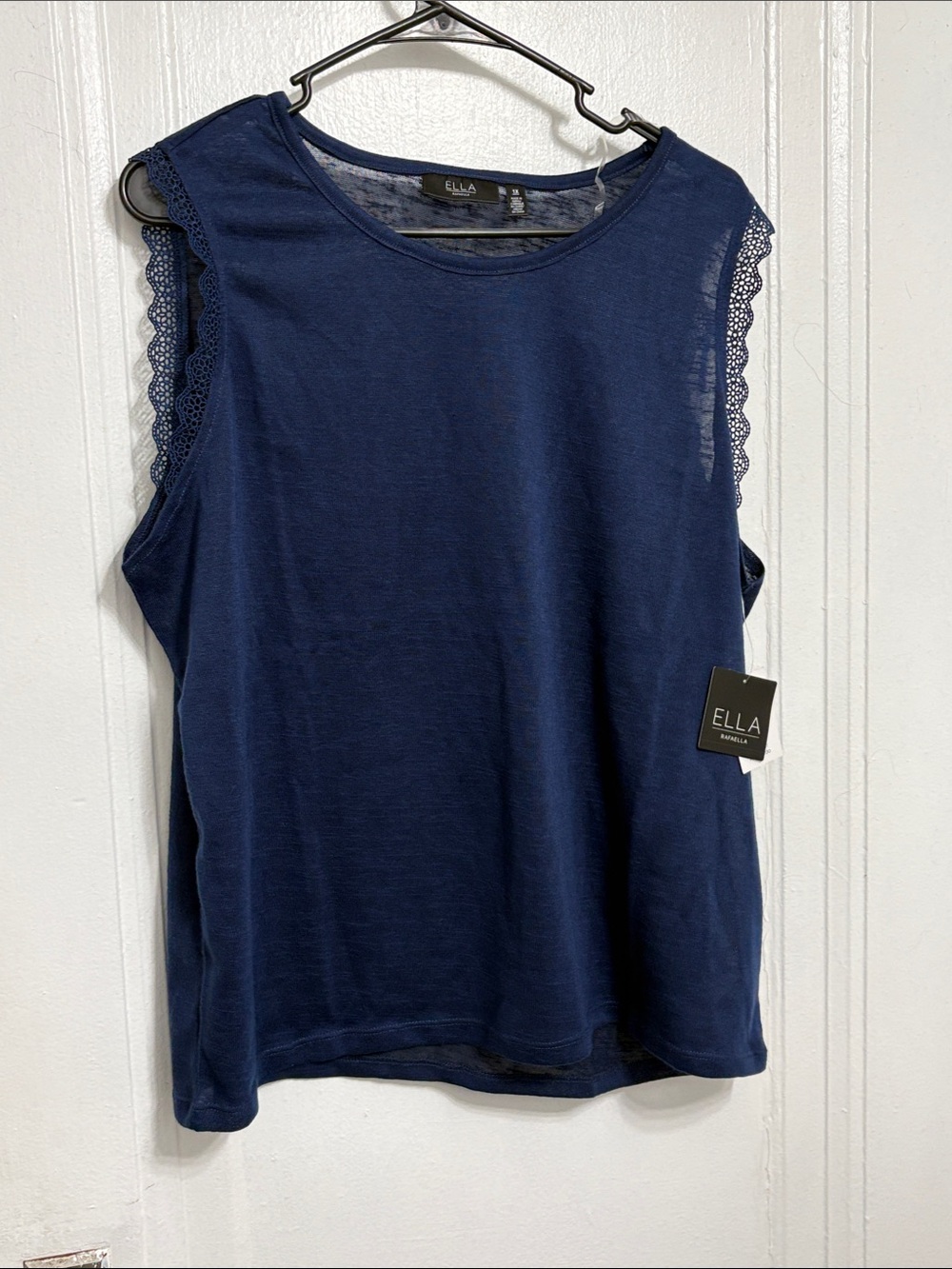 Ella Navy Blue Lace-Trim Tank